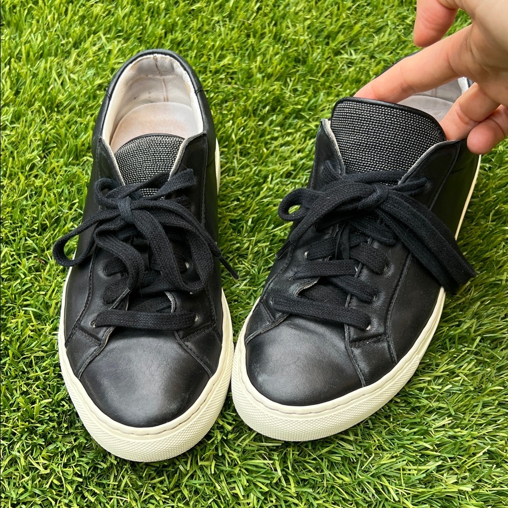 Brunello Cucinelli Black and White Sneakers with Monilli accent - Picture 2 of 11